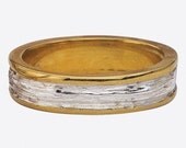 Mens Two Tone Wedding Band   -   Modern Organic - Tree Branch Twig Ring in Recycled Gold