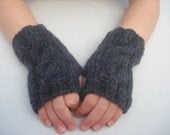 Childrens wrist warmers, Age 2 to 4 years mittens fingerless gloves charcoal grey gray