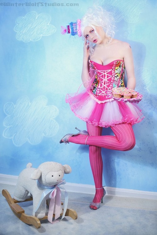 Pink Cupcake Princess Striped TuTu  Small MTCoffinz