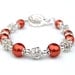 Bridesmaid Jewelry, Burnt Orange Pearls and Rhinestone Bracelet, Bling Jewelry