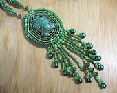 Handmade Turtle Necklace -- Beaded Woodland Jewelry