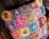MultiColor and MultiYarn Fiber Art Chunky Pillow