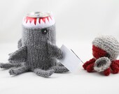 Sharktopus for Soda/Beer Can cozy - Silver Grey