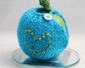 I Heart You Forever - Apple Cozy -Aqua with pastel blue button