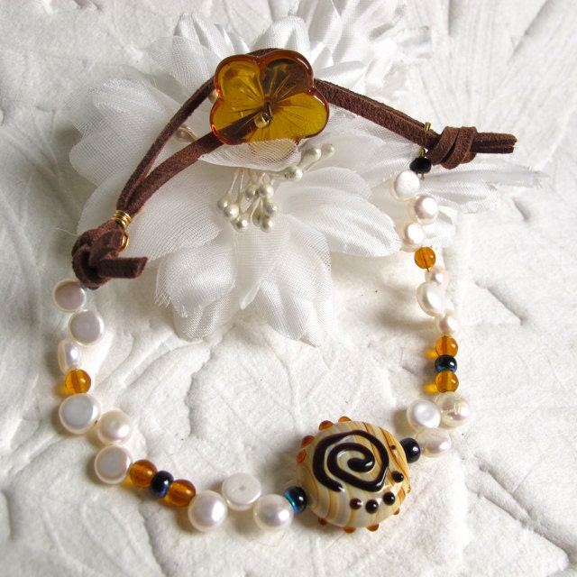 Handmade  Anklet or Bracelet Fresh Water Pearl