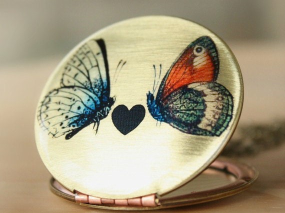 Bridal gift butterfly vintage something old locket heart love