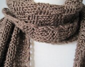 Proper  Men's Scarf in Classic Brown  -  Hand Knit Luxury Silk and Merino Wool Scarf / Muffler for Men or Women