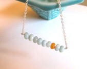 Orange and Aqua Beaded Necklace