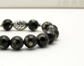 Pyrite Inspired Boho Beaded Bracelet  / Pyrite Inspired Modern Stretch Bracelet / Cool / Night / Urban / City / Metallic