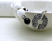 Black White Sterling Silver Bracelet - Yin Yang / Fresh Woodland / Black and White Bracelet / Urban