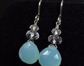 Blue Gemstone Earrings, Chalcedony Wedding Jewelry, Bridesmaids, Destination Jewelry