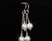 Long Chain Pearl Earrings, Bridal Earrings, Bridesmaid Jewelry, Vintage Style