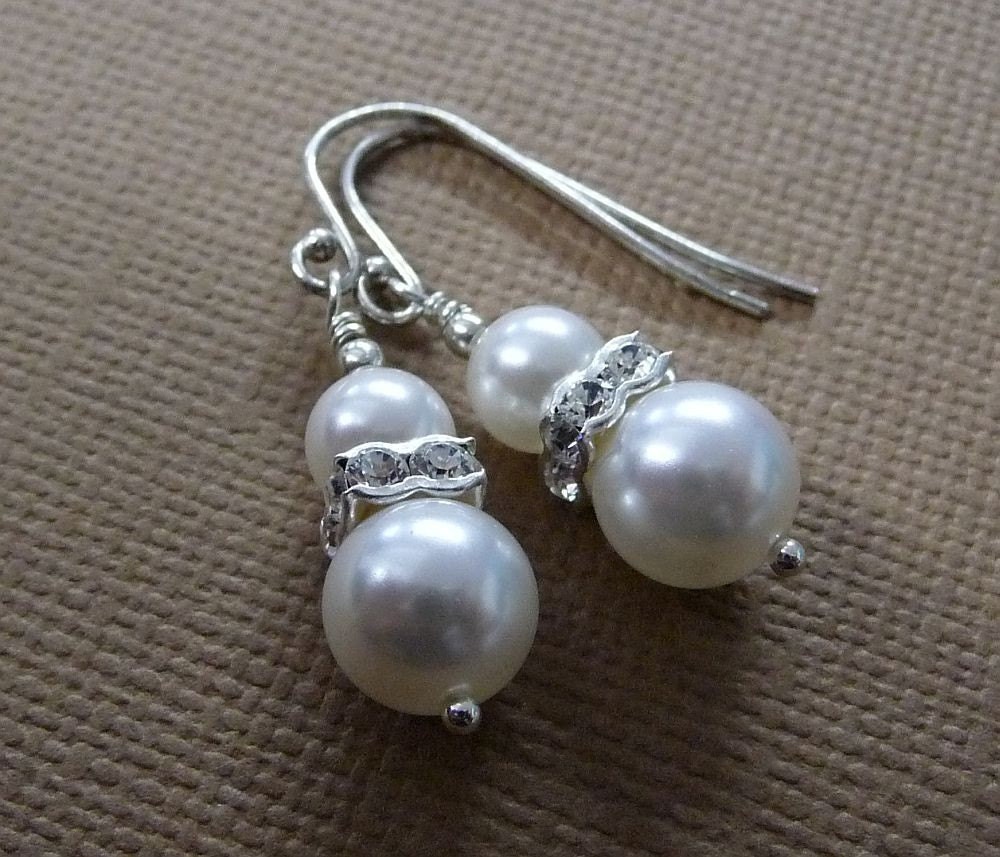 Bridesmaid Earrings, Pearl Wedding Jewelry, Sterling Silver Earrings, Gift, Keepsake