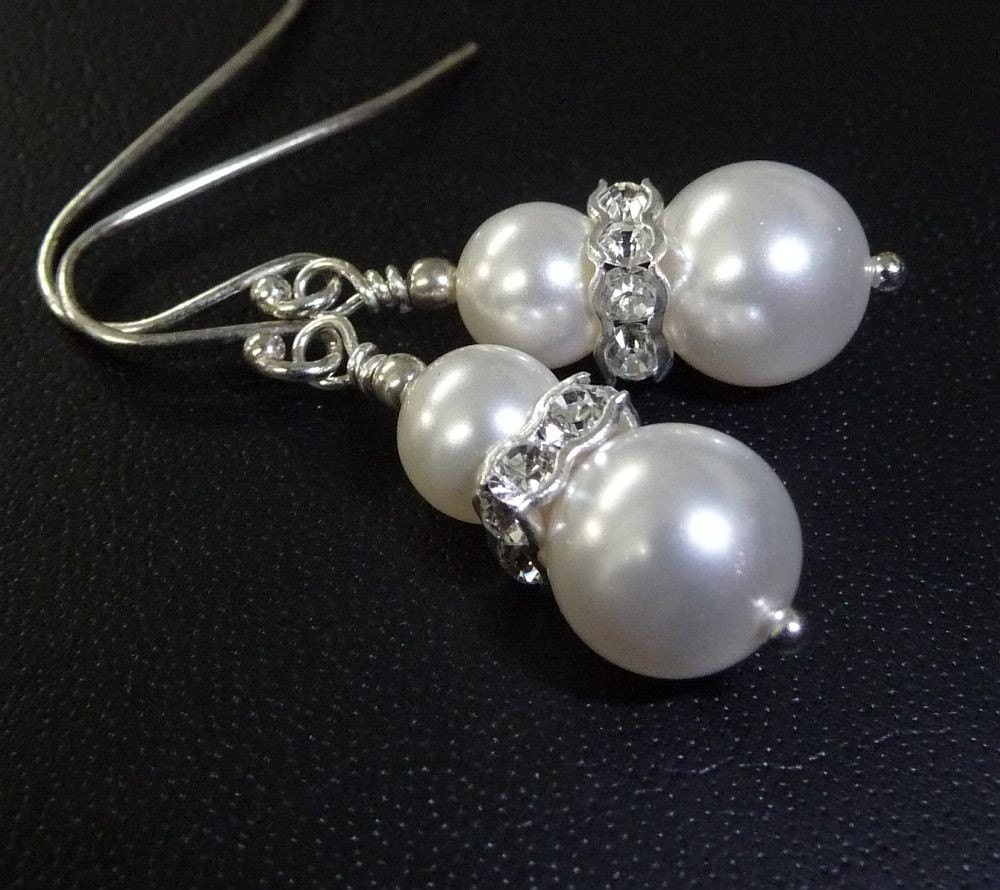 Bridesmaid Earrings, Pearl Wedding Jewelry, Sterling Silver Earrings, Gift, Keepsake