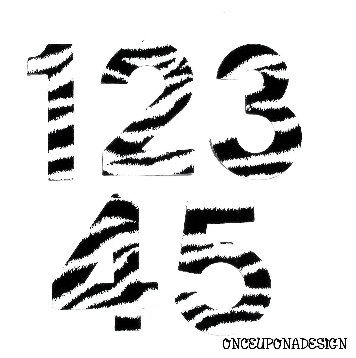 Zebra Print Numbers 1-5 Iron On Appliques by OnceUponaDesign