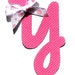 Cursive Letter...Fabric Iron On Applique...Ribbon Included...You Choose Your Own Letter