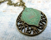 Long Ethnic Necklace Moroccan pendant necklace Bohemian jewelry Patina jewelry