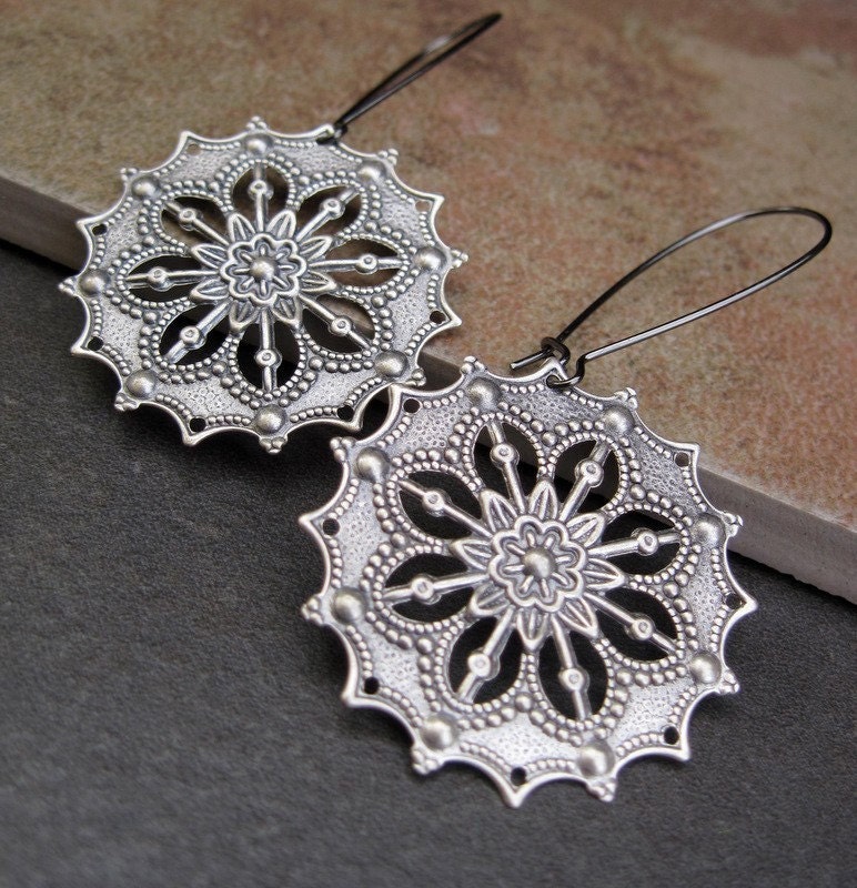 Silver Gypsy earrings Boho Bohemian earrings Bohemian Jewelry