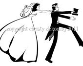 Wedding Topper funny vector illustration bride and groom INSTANT digital download