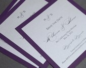 Elegant Save the Date, Romantic Wedding, Purple and Cream Shimmer - Simplicity Save the Date