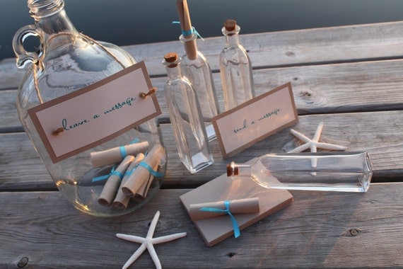 Message in a Bottle Station Guest Book Alternative - 25 Guests