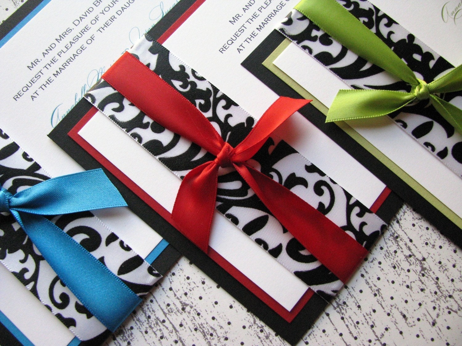 Black and White Damask Wedding Invitation - Elegant, Colorful and Unique Wedding Invitations