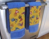 Yellow Animal lovers gifts French Barnyard Towel (Blue)