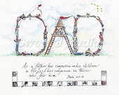 Dad children treehouse personalized scripture  --11 x 8.5  Print