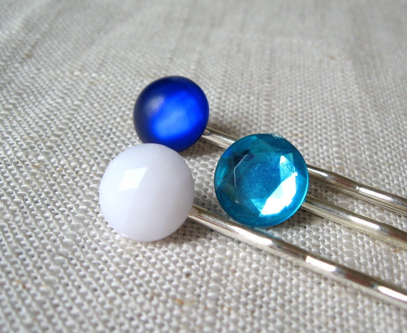 Nautical Rhinestone Bobby Pin Trio