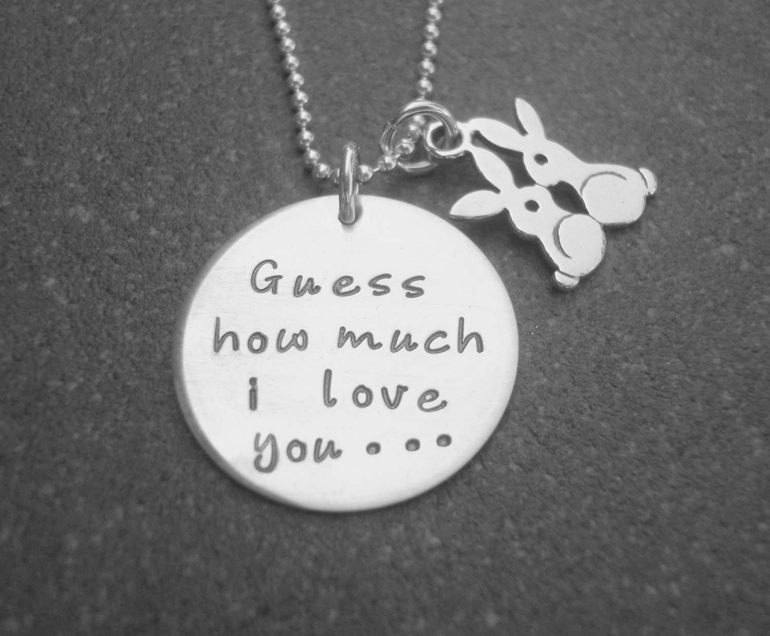 Hand Stamped Jewelry Guess how much I love you hand stamped necklace Ready to ship