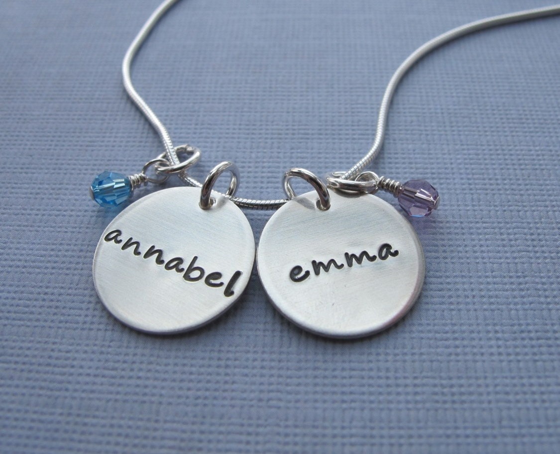Hand Stamped Jewelry Custom Personalized Hand Stamped Sterling  Mommy Brag Necklace