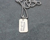 Hand Stamped Jewelry Custom Personalized Name Tag Necklace Unisex