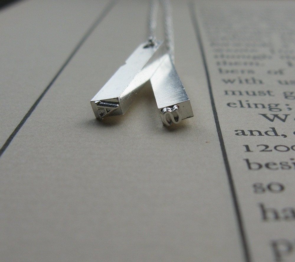 Double Initial Silver-plated Letterpress Necklace
