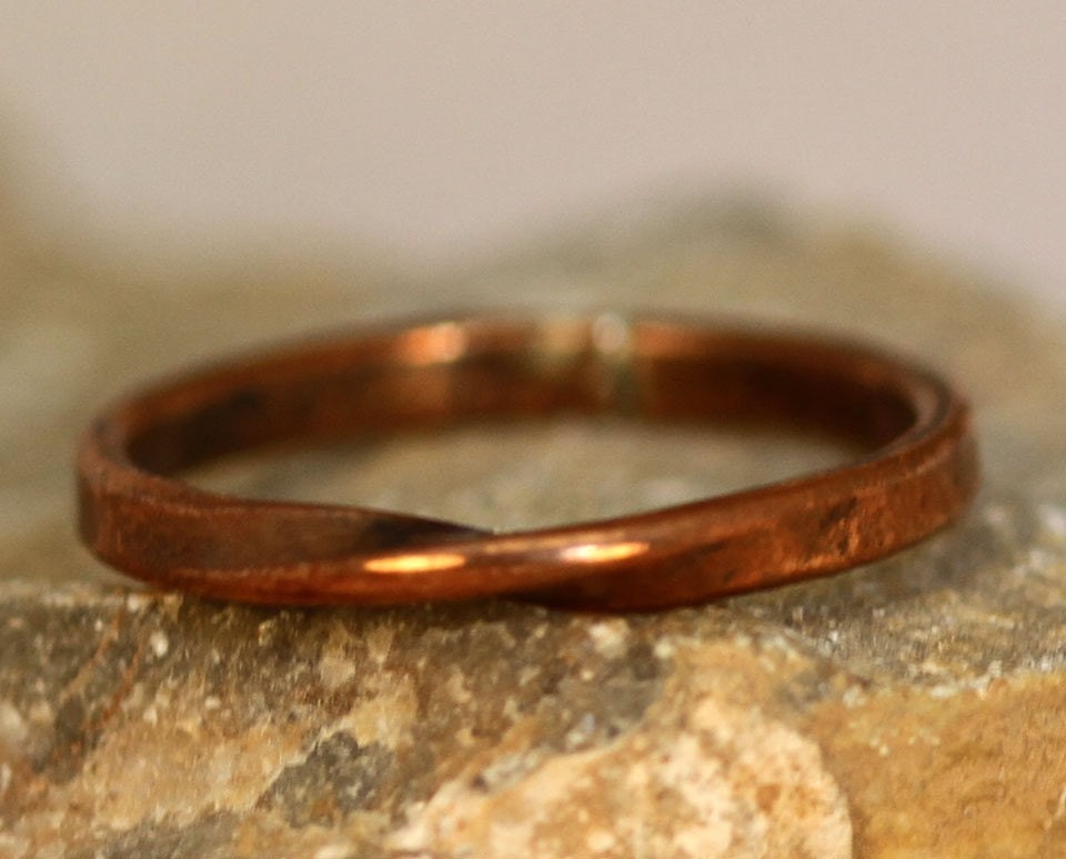 The Original Copper Endless Ribbon Mobius Ring, Skinny Version, Custom Made to Order. Luster