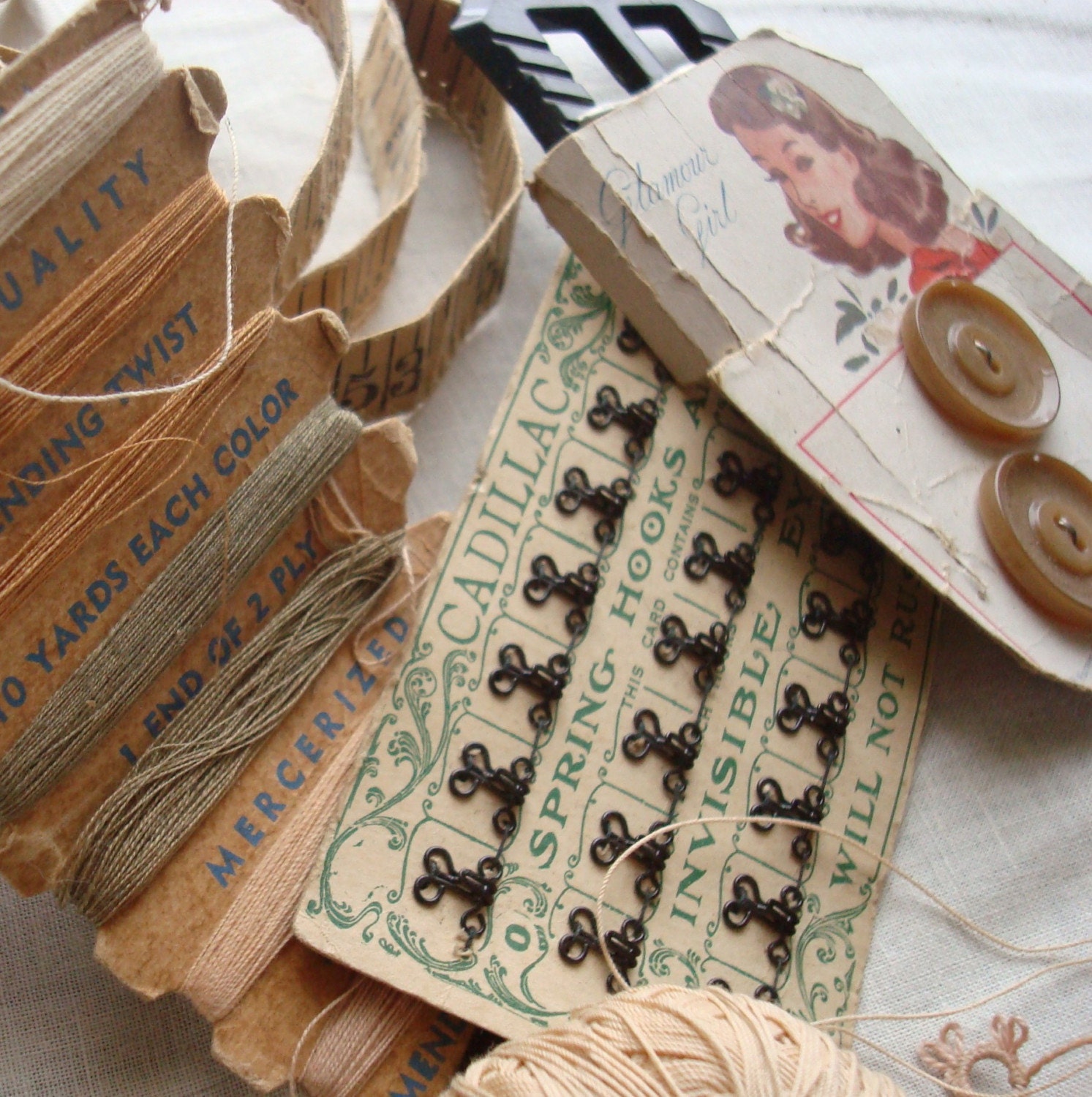 S A L E Vintage Sewing Notions in Neutral Shades