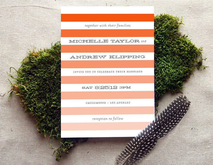 Ombre Stripes Wedding Invitation