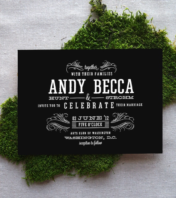 Antique Chalkboard Wedding Invitation
