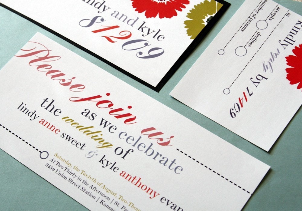 Gerber Daisy Wedding Invitation Set