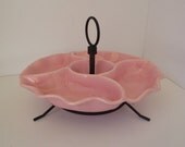 Pink Relish Tray Divided Ceramic Serving Dish Miramar California 1955