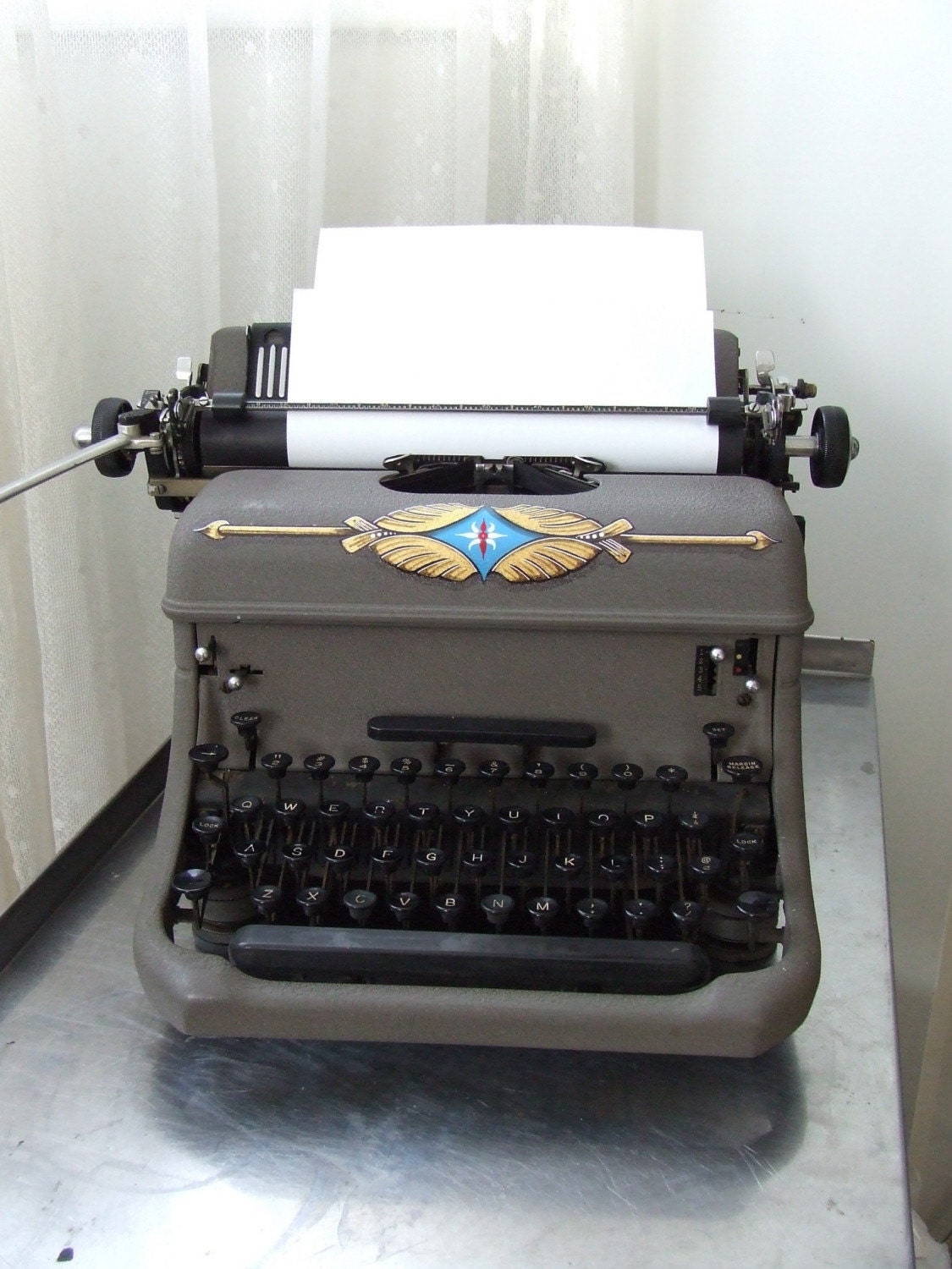 SUPERMAN TYPEWRITER 1940's Manual Typewriter Steel Grey