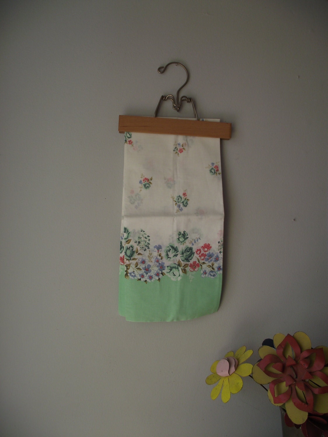 Cotton Pillow Cases Pair in Mint Green Floral