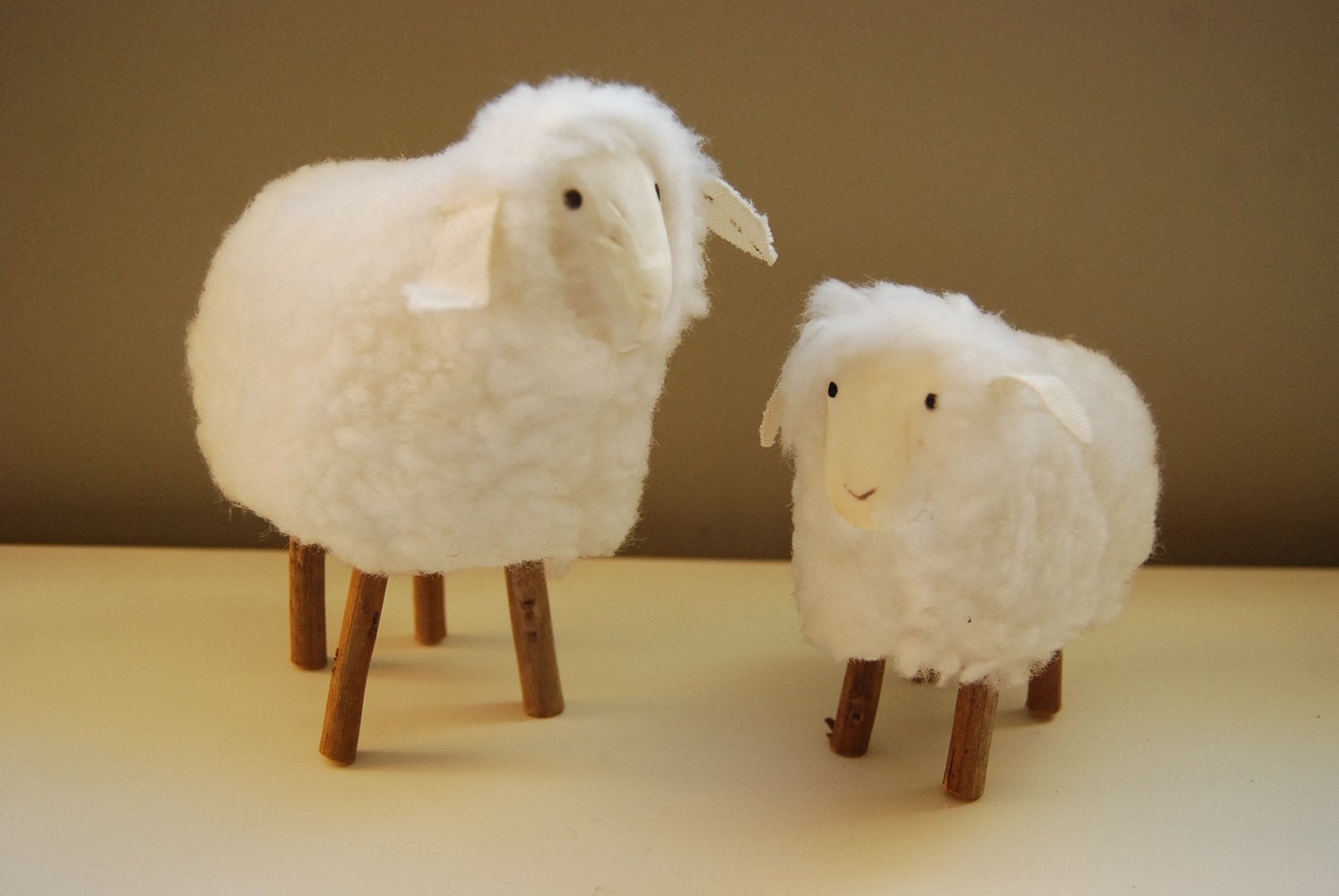 Items similar to Fuzzy Sheep Figures (set of 2) on Etsy