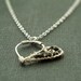 Dark Valentine rough black diamond encrusted heart necklace in sterling silver - April birthstone raw diamond pendant