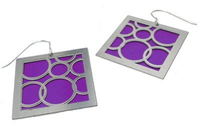 large square Fuchsia bubble earrings