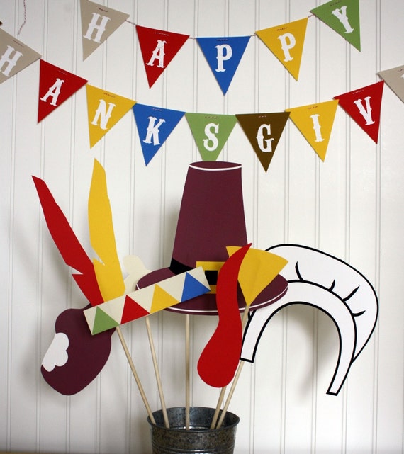 Thanksgiving PHOTO BOOTH PROPS Printable -  diy printable / downloadable pdf