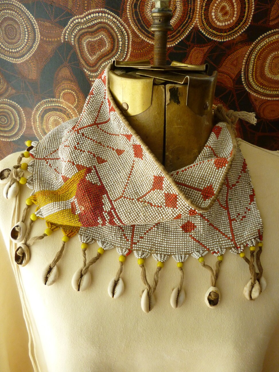 Vintage African woven bead belt apron scarf