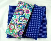 3PC Set Neck Wrap Back Pack Eye Pillow Hot Cold Therapy Organic Lavender Scented Blue Paisley Gift Set Holiday Weddings