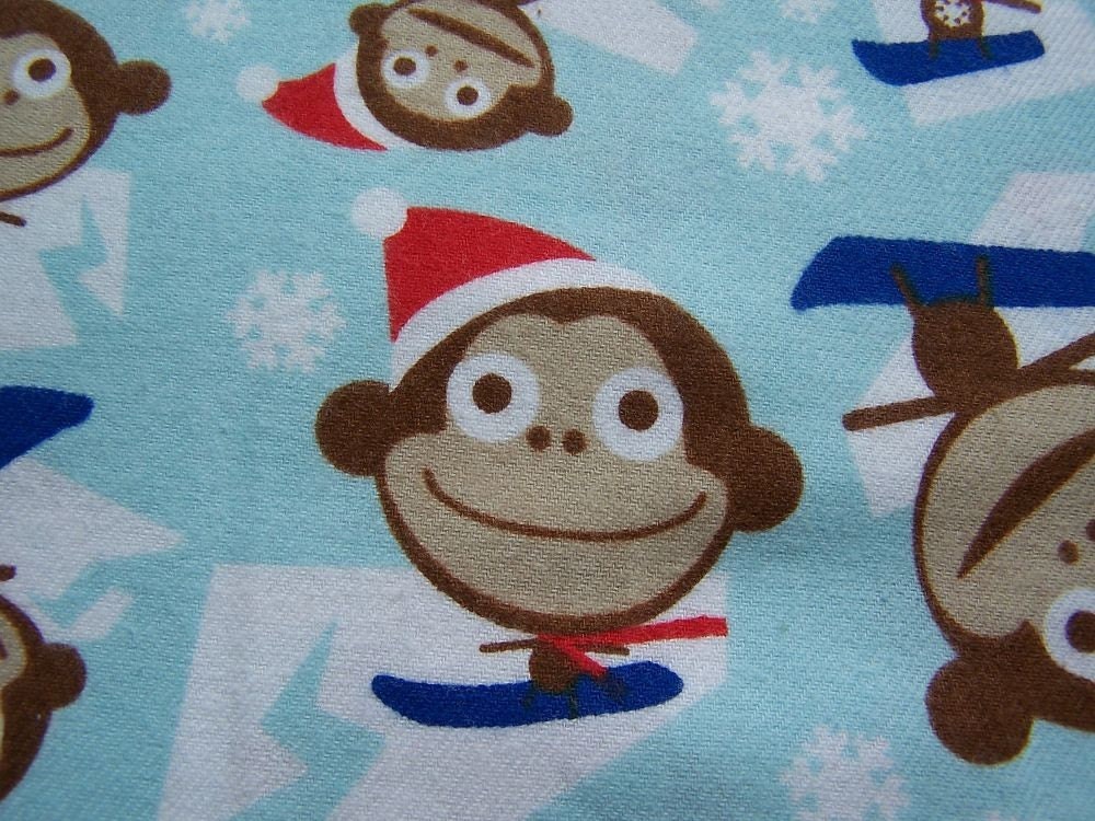 2Y Funny Christmas Monkey Flannel Cotton Fabric