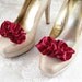 Cranberry Red Shoe Clips, Handmade Evening, Bridal, Bridesmaid, Parisian Glamour.