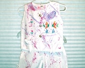 Hand painted and hand embroidered Capri set